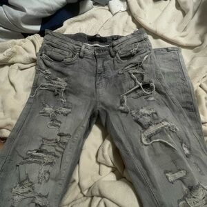 Distressed Gray Men’s Slim Jeans